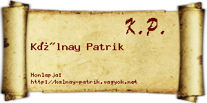 Kálnay Patrik névjegykártya